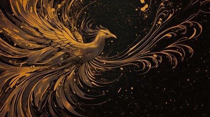 Golden Phoenix of Rebirth and Transformation