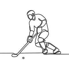 Obraz premium Line drawing of a hockey player in action on the ice 