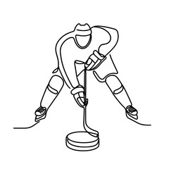 Fototapeta premium Hockey player preparing to shoot the puck in line drawing 