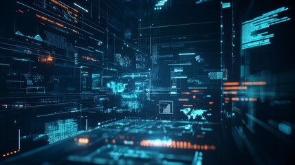 Fototapeta premium An AI powered system optimizing cybersecurity by analyzing network traffic, AI-assisted threat detection, and real-time vulnerability assessments for enhanced data protection