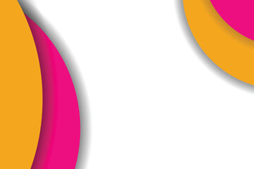 Abstract layered geometric shapes in vibrant orange and fuchsia, with soft shadows