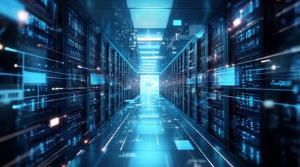 Obraz premium An AI powered system optimizing data storage by analyzing storage utilization, access patterns, and infrastructure needs to improve efficiency and reduce costs