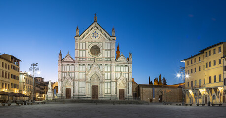 Florence - Basilica di Santa Croce at dusk.
