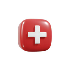 3D Medical Cross Icon – Modern First Aid Symbol