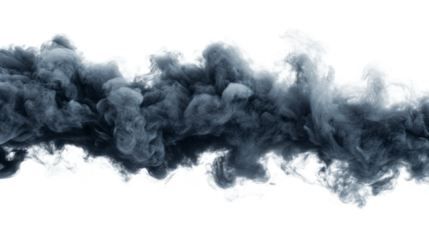 Dark ethereal smoke cloud floating in a row, graphic element, cut out transparent