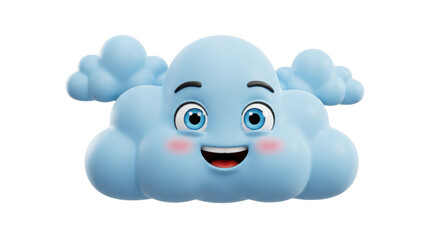 Isolated 3D Cartoon Cloud Character