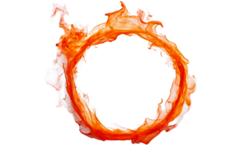 Abstract orange ring shape on a dark background, circle, cut out transparent