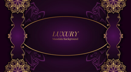 Luxury purple background with golden mandala ornament