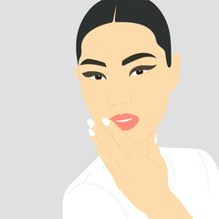 Portrait of a beautiful girl. Young asian brunette woman. Girl is posing.