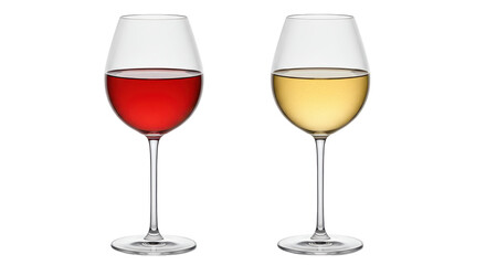 Isolated Wine Glasses with Red and White Wine