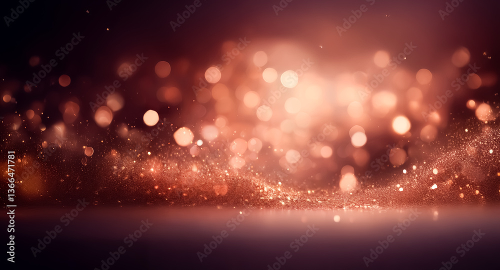 Sticker warm red-brown bokeh background with sparkling lights creating a festive atmosphere. blurred and glo