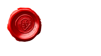 Elegant Wax Seal with Emblem, Romantic Design, cut out transparent