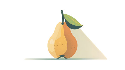 Illustration of a pear with vibrant colors and leaf ideal for culinary health and design pro