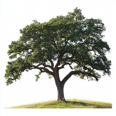 Obraz premium White background Majestic oak tree isolated background