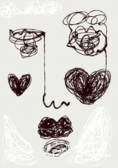hand drawn illustrations of a face 