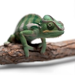 Obraz premium 3d cartoon, chameleon, on a clean white background, and clear, studio photo style
