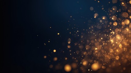 minimalist confetti background for awards ceremony or powerpoint presentation with blue background and gold, festive abstract wallpaper