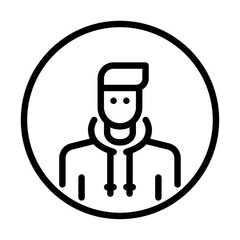 Man wear hoodie avatar outline icon. casual avatar black line illustration.