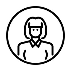 Short hair woman avatar outline icon. female avatar black line illustration.