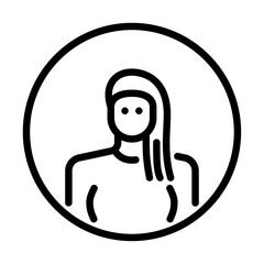 Long hair woman avatar outline icon. female avatar black line illustration.