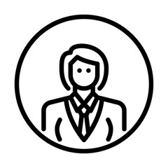 Businesswoman avatar outline icon. female avatar black line illustration.
