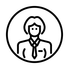 Female officer avatar outline icon. female avatar black line illustration.