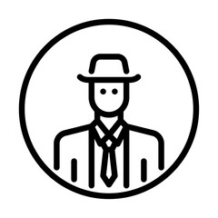 Mafia avatar outline icon. Mafia avatar black line illustration.