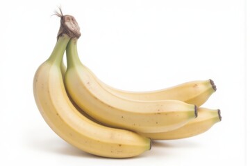 Bunch of Fresh Yellow Bananas on White Background, Healthy Fruit Source
