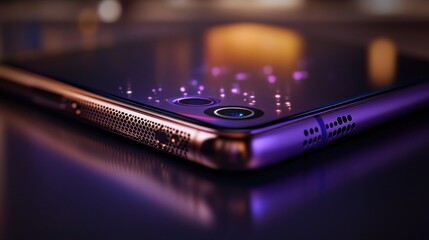 Closeup of a sleek smartphone with dual camera lenses capturing modern technology and design