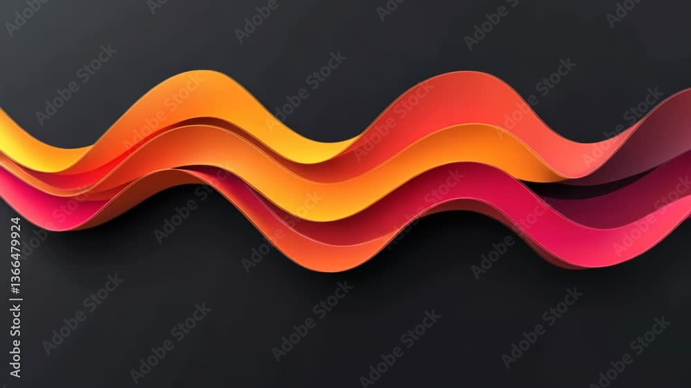 Poster colorful wave patterns create a vibrant visual display in a modern design setting