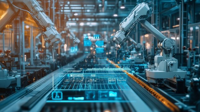 An AI powered system optimizing industrial automation by analyzing real time machine performance, AI-assisted predictive maintenance, and robotic process optimization for efficient manufacturing