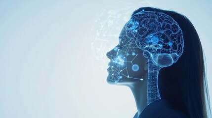 Obraz premium An AI powered system optimizing mental health care by analyzing emotional patterns, AI-assisted virtual therapy, and real-time stress management for improved psychological well-being
