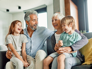 grandchild family child grandparent grandfather happy together grandmother girl senior boy man...