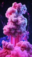 Obraz premium Abstract ink explosion in vibrant pink and purple