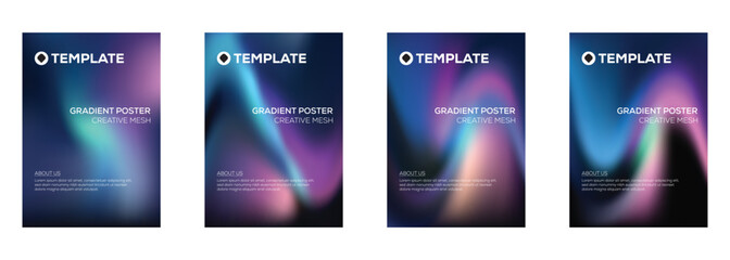 Gradient Poster Templates Creative Mesh Design, Abstract Backgrounds