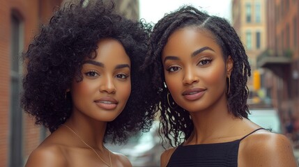Obraz premium Two beautiful women with natural hair