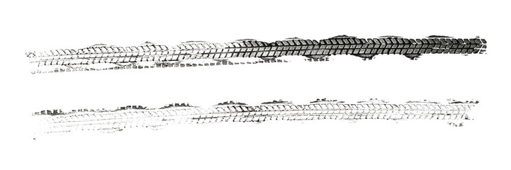 black tire tracks isolated on white background
