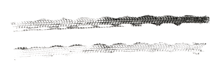 black tire tracks isolated on white background