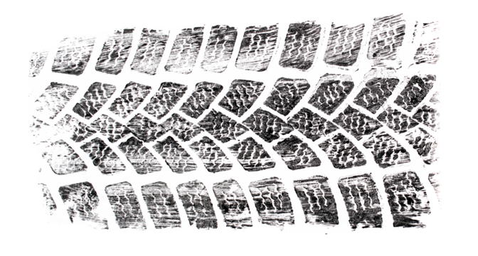 black tire tracks isolated on white background