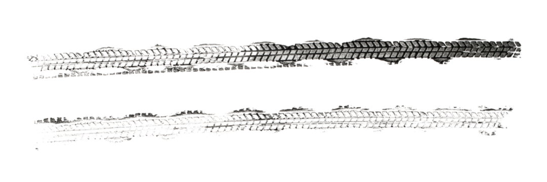 black tire tracks isolated on white background