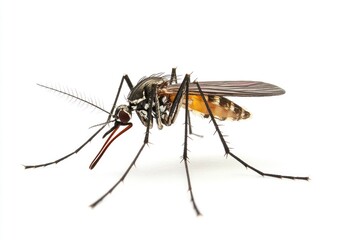 Fototapeta premium Close-up of Mosquito on White Background for Scientific or Medical Uses