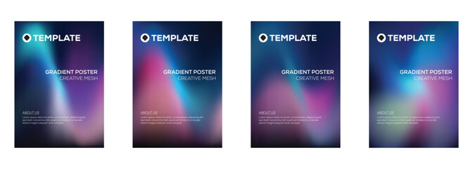 Four Gradient Poster Templates Creative Mesh Design
