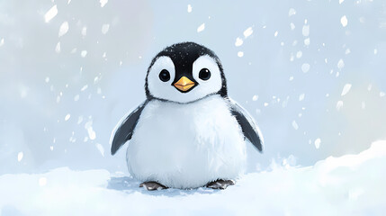 Penguin illustration. Frozen Hatchling. Illustration