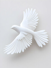Obraz premium Elegant white bird in flight, intricate detail, minimalist design