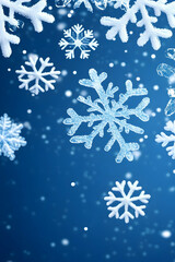 Falling snowflakes on a blue background