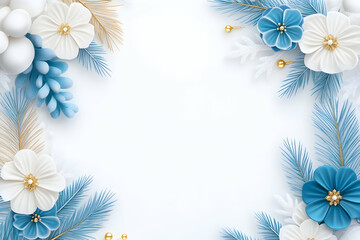 Obraz premium Festive winter floral border with copy space