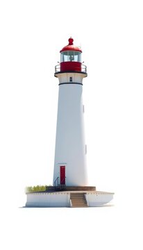 Annisquam Lighthouse stands tall against a bright white background, element, photography