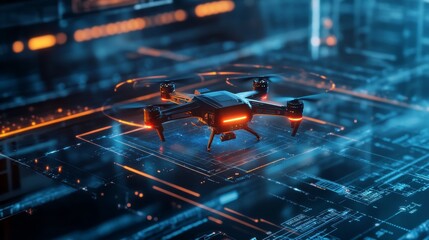 An AI powered system revolutionizing drone technology by enhancing aerial surveillance, automated deliveries, and real-time flight path optimization