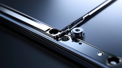 Precision Engineering CloseUp of a Metal Frame Intersection with Screw and Holes for Industri