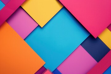 Modern Abstract Birthday Border Design with Bold Geometric Shapes and Vibrant Color Blocks